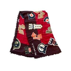 Coach New York Womens F20888 Multicolor Overall Printed Square Scarf One Size